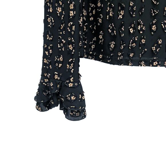 PENTA Chic Floral Print Lined Blouse in Black Fairy Bell Sleeves Women’s Large - Picture 7 of 10